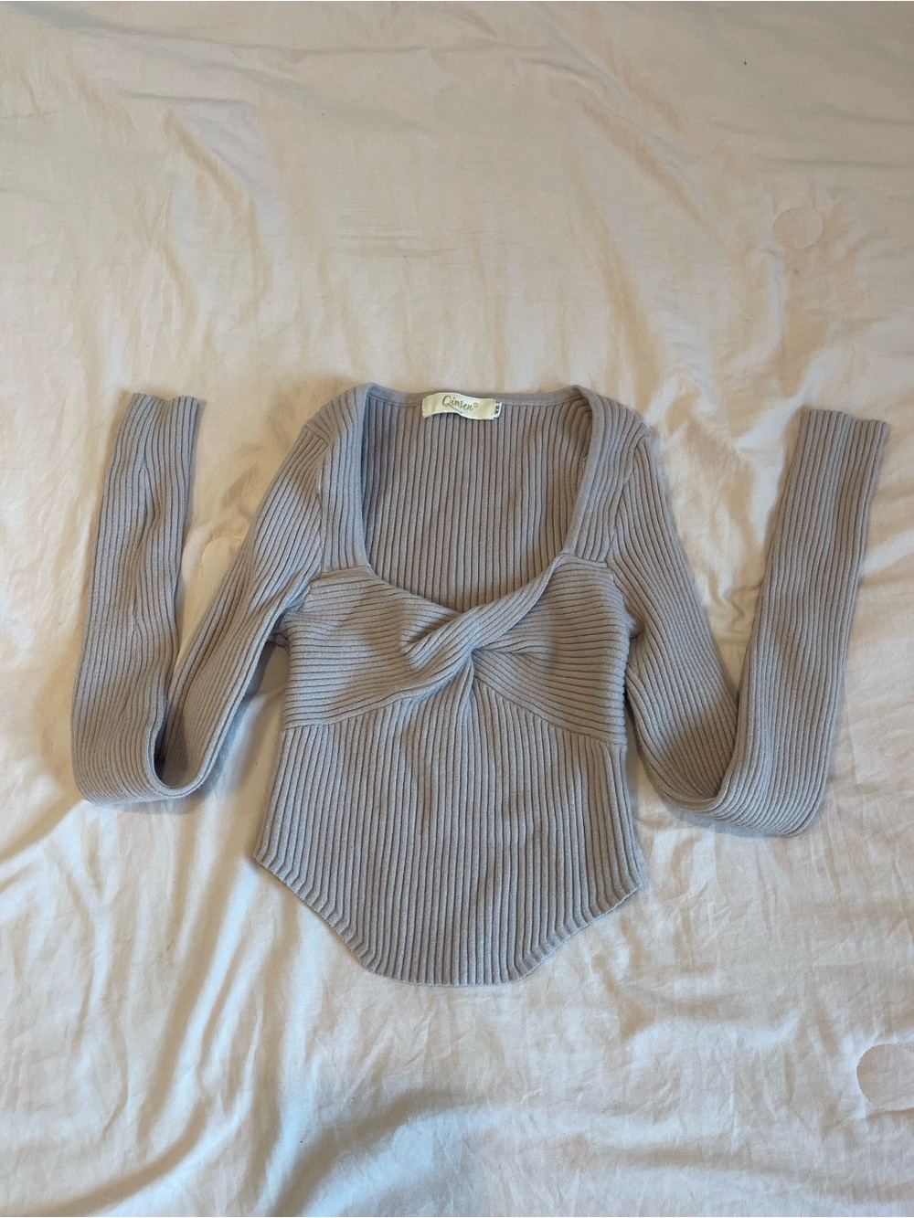 tan ribbed long sleeved top